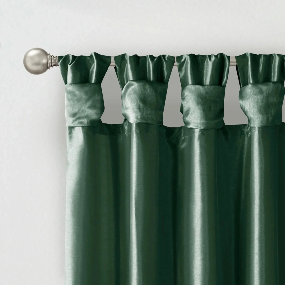 Window Curtain Panel Polyester Twist Tab Lined Green 50x84 Inches Media 6