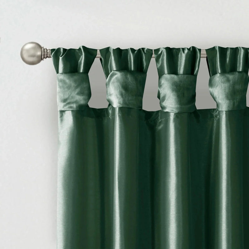 Window Curtain Panel Polyester Twist Tab Lined Green 50x84 Inches