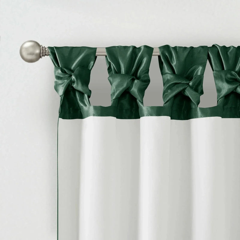 Window Curtain Panel Polyester Twist Tab Lined Green 50x84 Inches