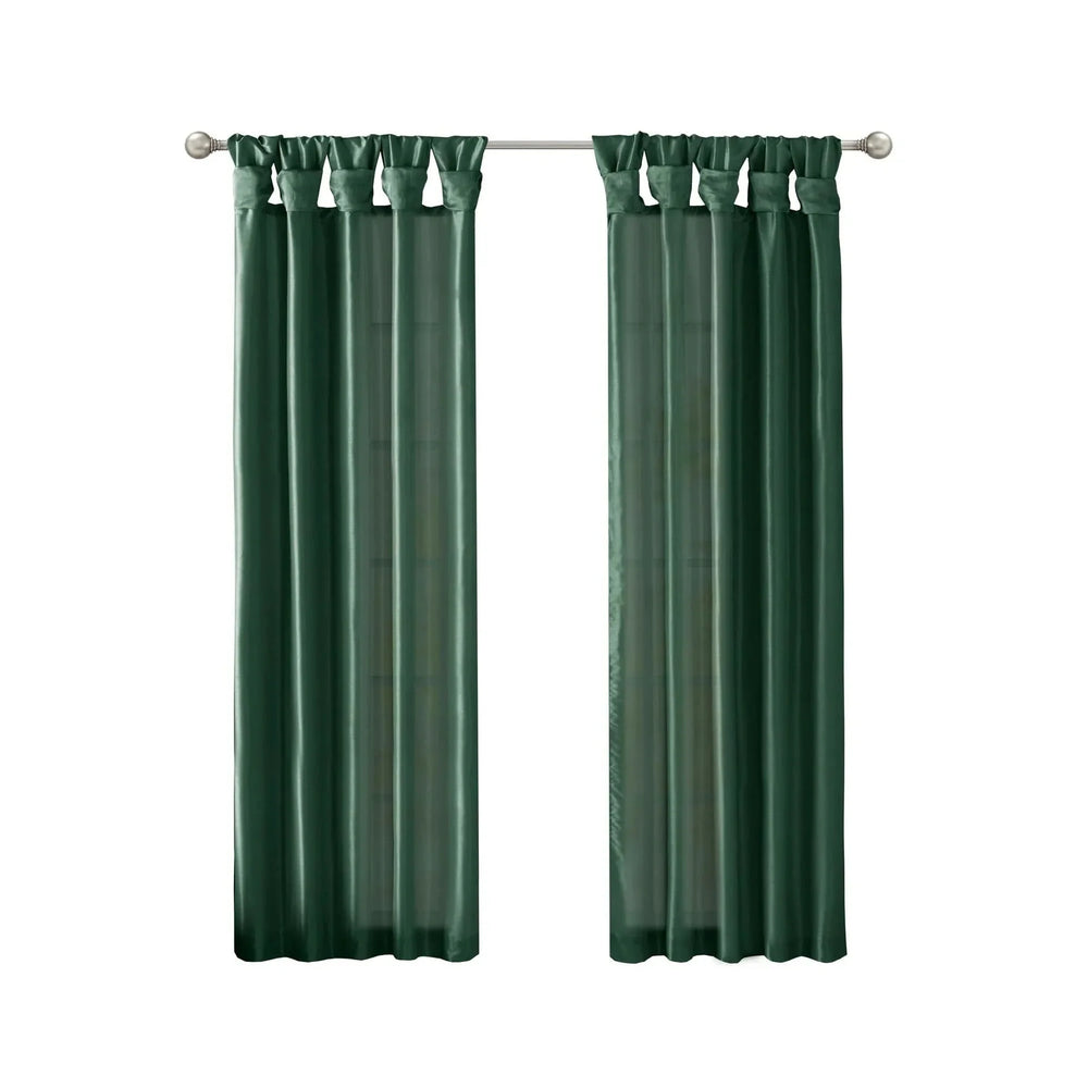 Window Curtain Panel Polyester Twist Tab Lined Green 50x84 Inches Media 4
