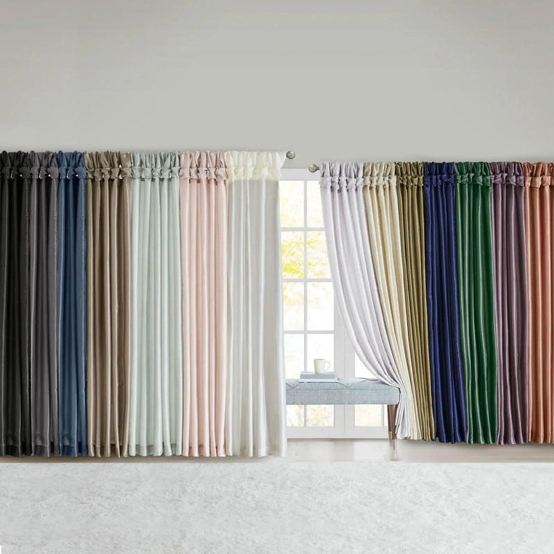 Window Curtain Panel Polyester Twist Tab Lined Green 50x84 Inches