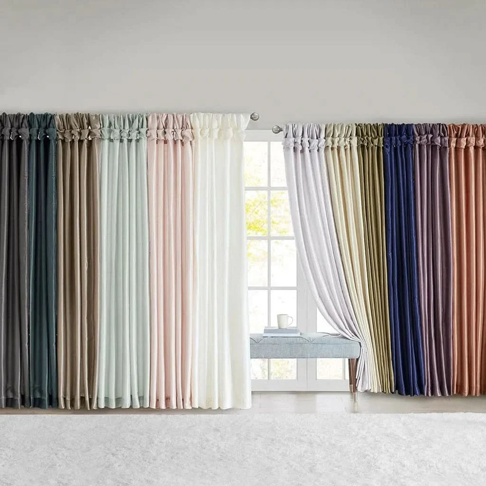 Window Curtain Panel Navy Polyester Twist Tab Lined 50x108 Inches Wide Media 5