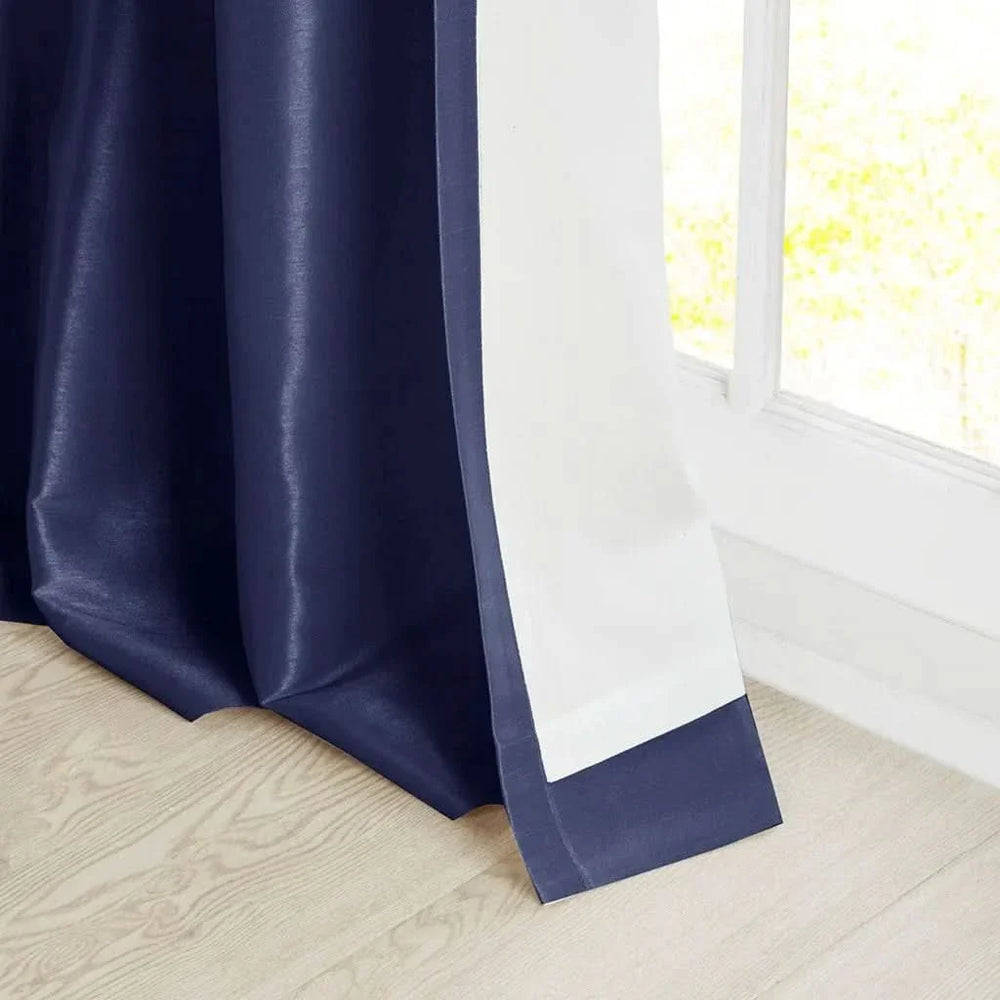 Window Curtain Panel Navy Polyester Twist Tab Lined 50x108 Inches Wide Media 11
