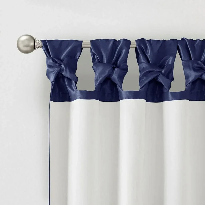 Window Curtain Panel Navy Polyester Twist Tab Lined 50x108 Inches Wide