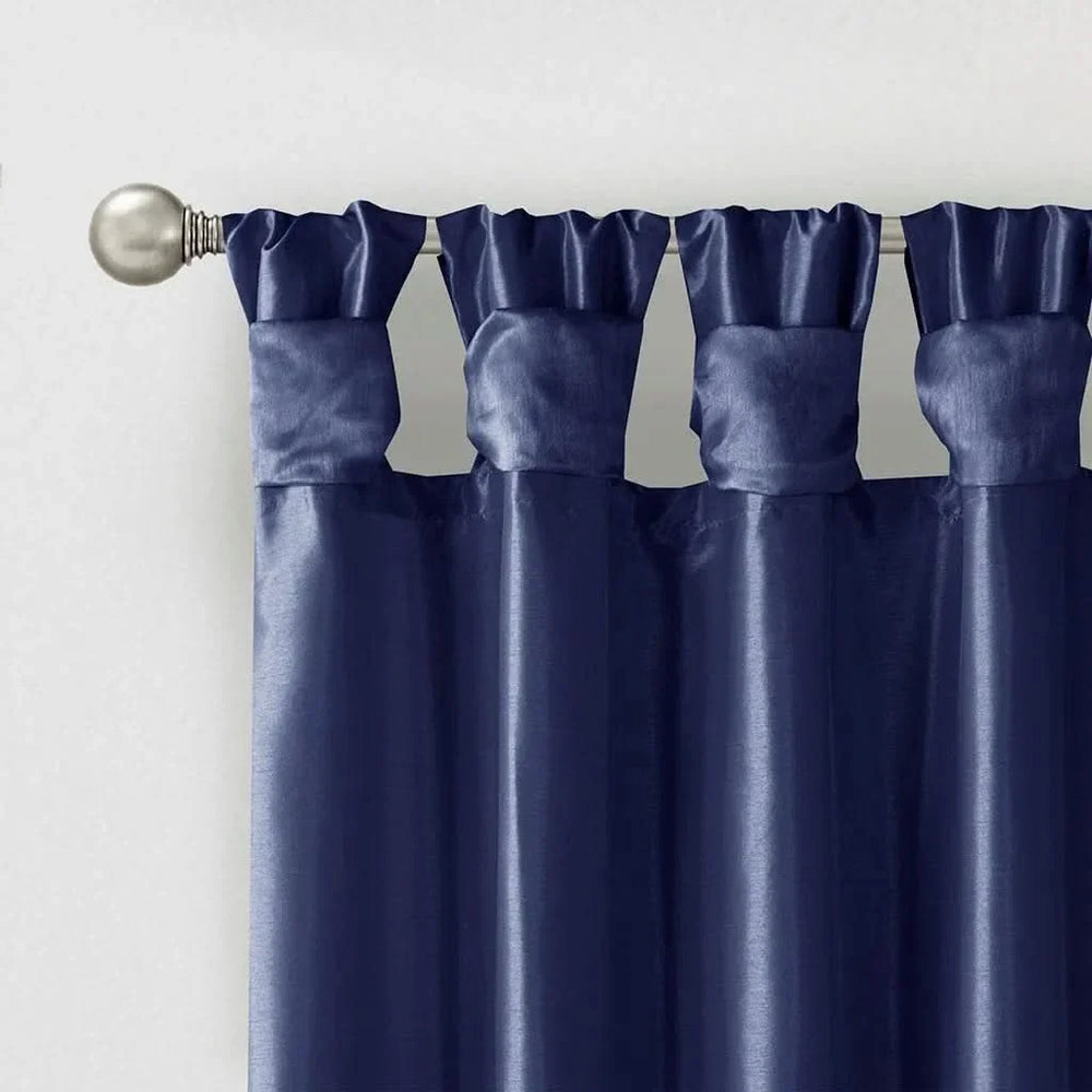 Window Curtain Panel Navy Polyester Twist Tab Lined 50x108 Inches Wide Media 15