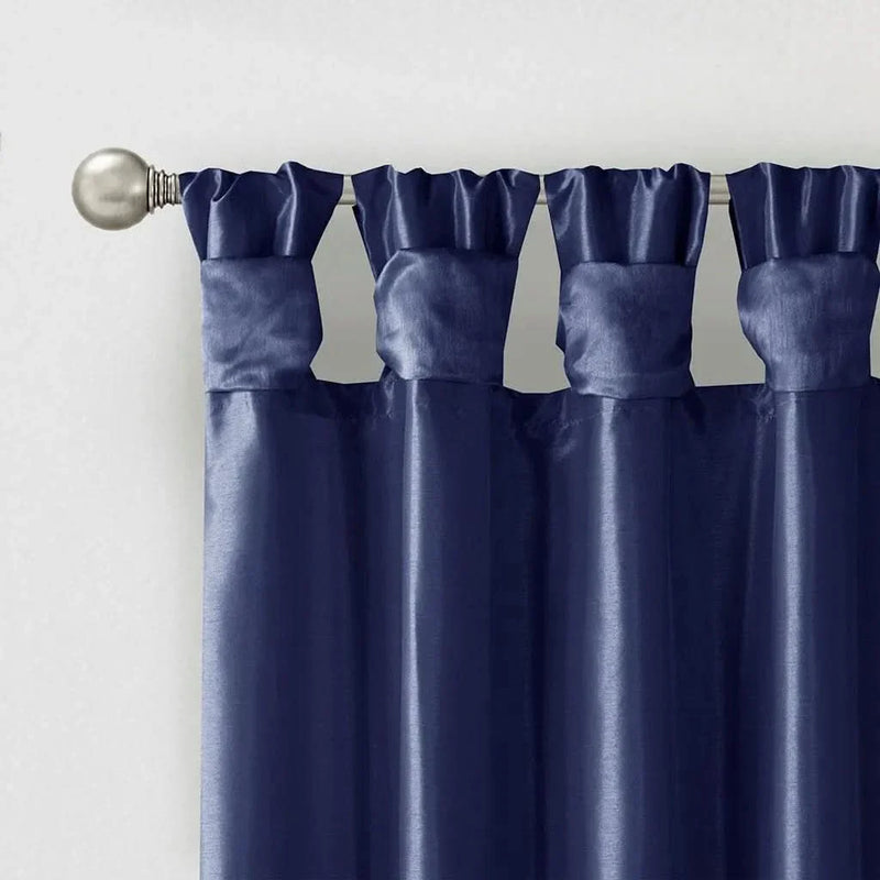 Window Curtain Panel Navy Polyester Twist Tab Lined 50x108 Inches Wide