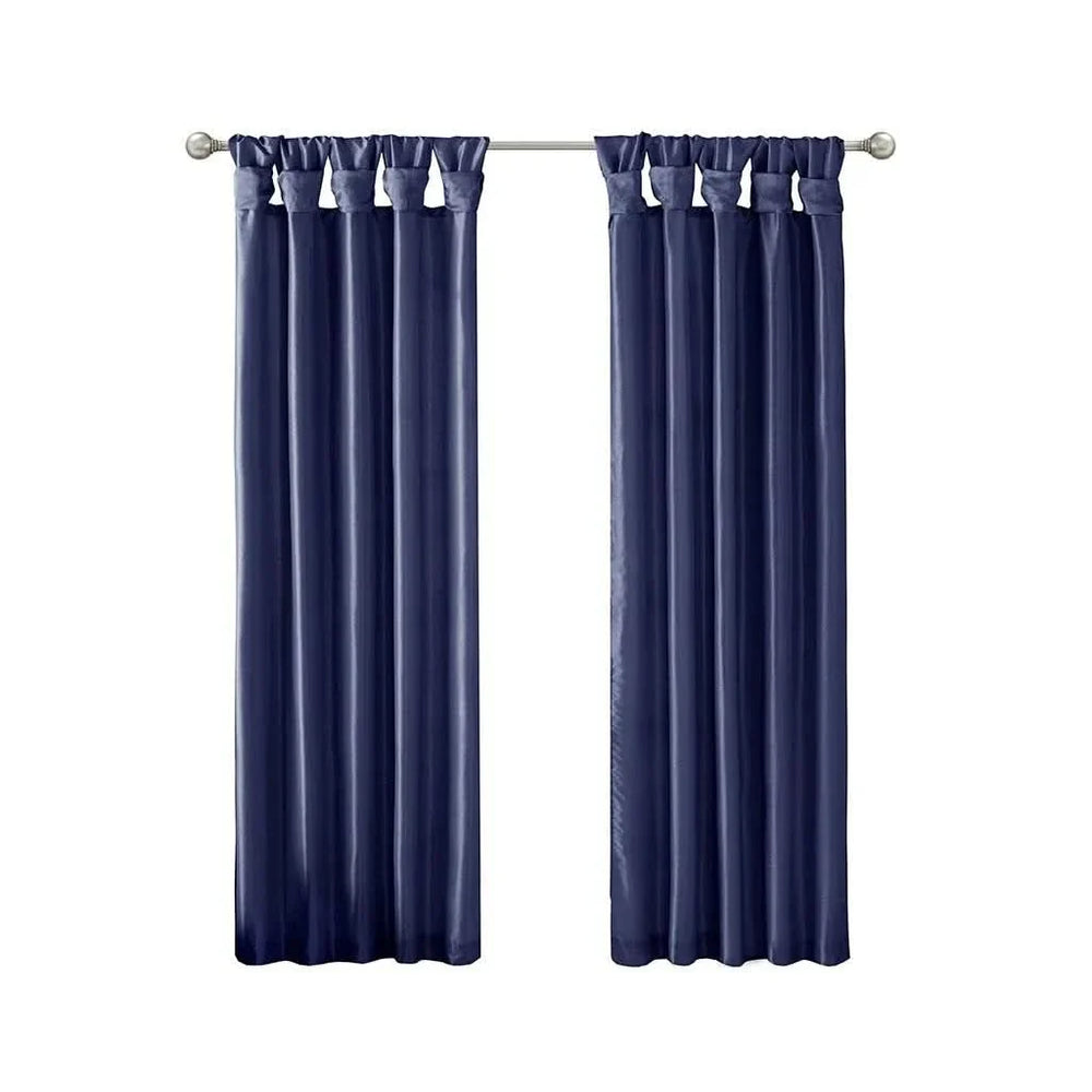 Window Curtain Panel Navy Polyester Twist Tab Lined 50x108 Inches Wide Media 2