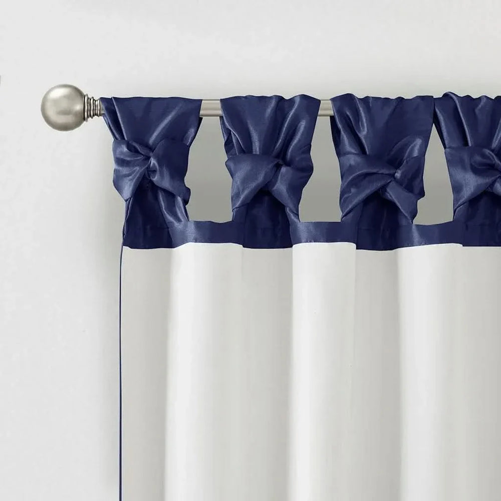 Navy Window Curtain Panel Polyester Lined Twist Tab 50x84 Inches Long Media 6