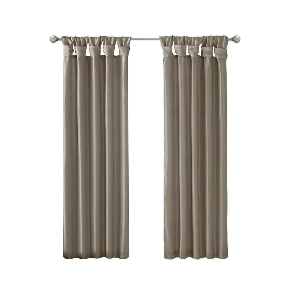 Window Curtain Panel Polyester Pewter Twisted Tab Top 50x108 Inches Media 7