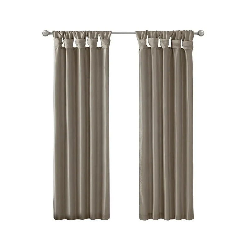 Window Curtain Panel Polyester Pewter Twisted Tab Top 50x108 Inches