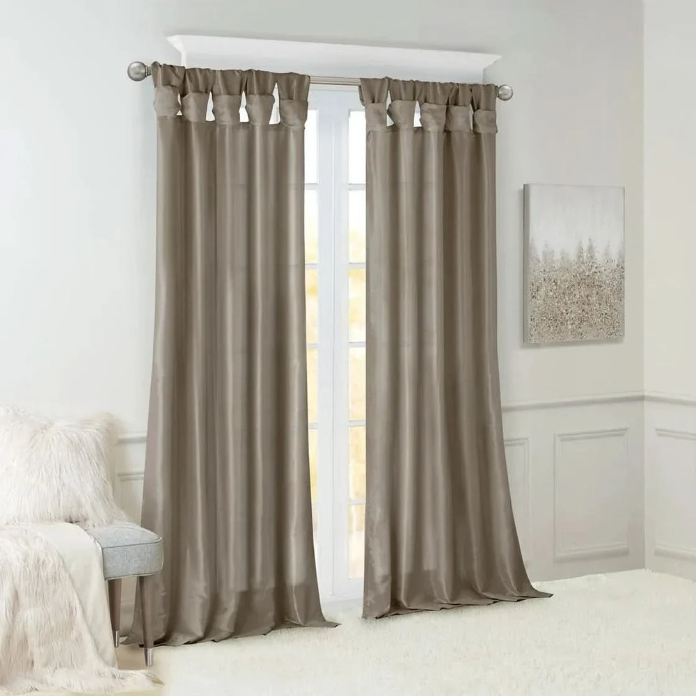 Window Curtain Panel Polyester Pewter Twisted Tab Top 50x108 Inches Media 2