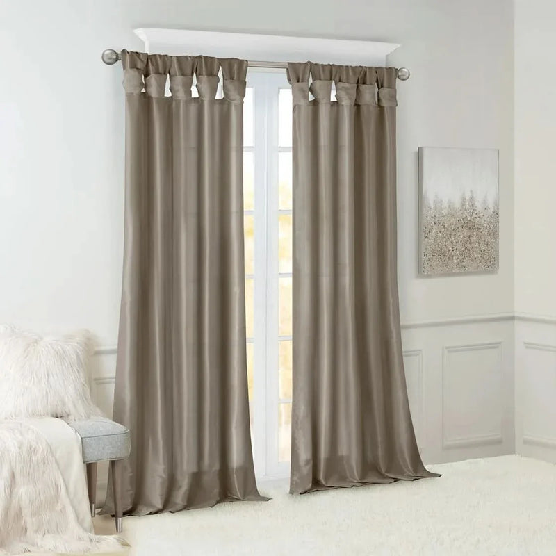 Window Curtain Panel Polyester Pewter Twist Tab Top 50x84 Inches Long