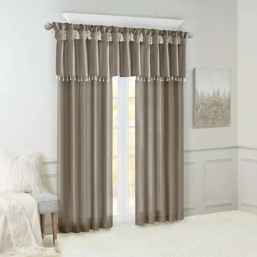 Window Curtain Panel Polyester Pewter Twist Tab Top 50x84 Inches Long Media 12