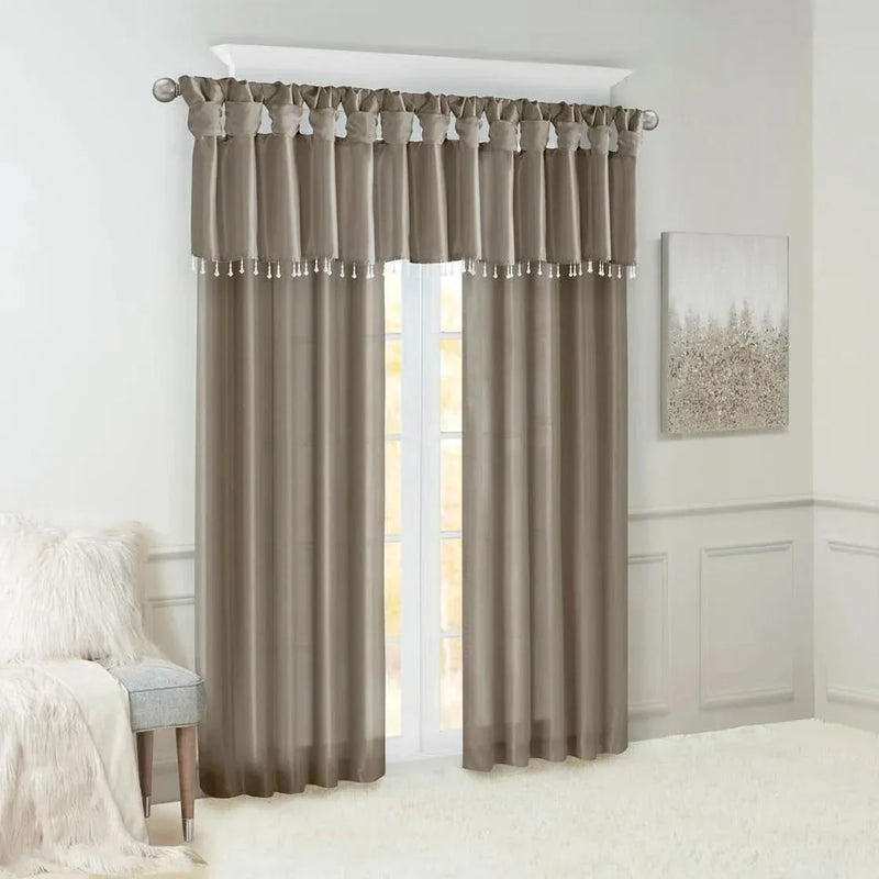 Window Curtain Panel Polyester Pewter Twist Tab Top 50x84 Inches Long