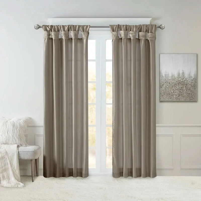 Window Curtain Panel Polyester Pewter Twist Tab Top 50x84 Inches Long