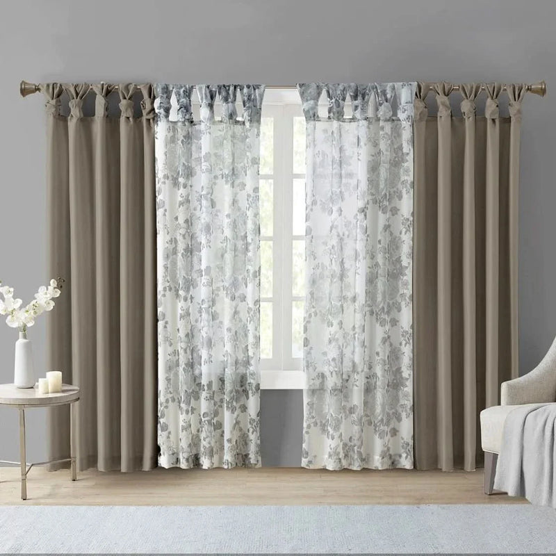 Window Curtain Panel Polyester Pewter Twist Tab Top 50x84 Inches Long