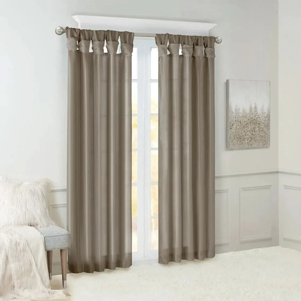 Window Curtain Panel Polyester Pewter Twist Tab Top 50x84 Inches Long Media 6