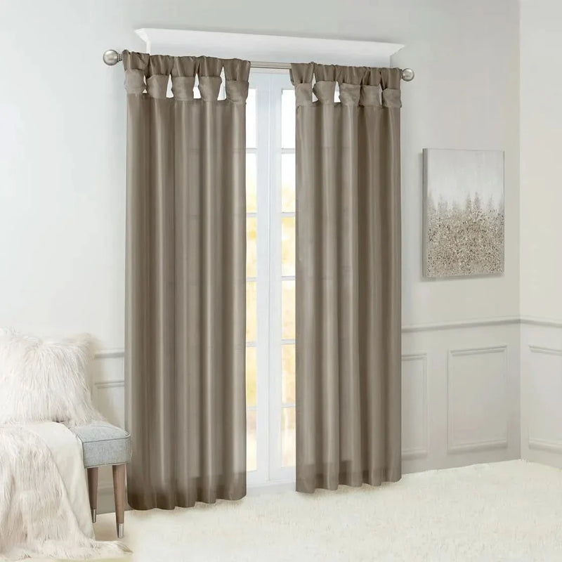 Window Curtain Panel Polyester Pewter Twist Tab Top 50x84 Inches Long