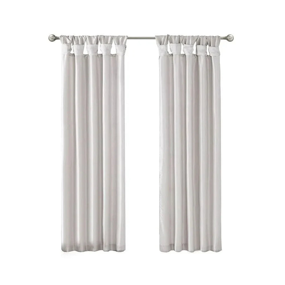 Window Curtain Panel Polyester Lined Twist Tab Silver 50x108 Living Room Media 6