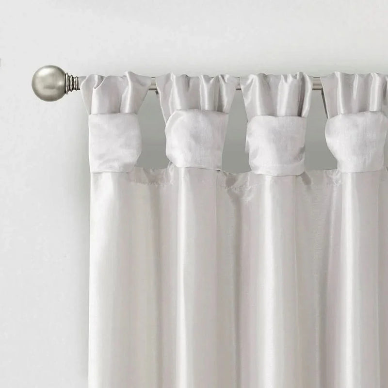 Window Curtain Panel Polyester Lined Twist Tab Silver 50x108 Living Room