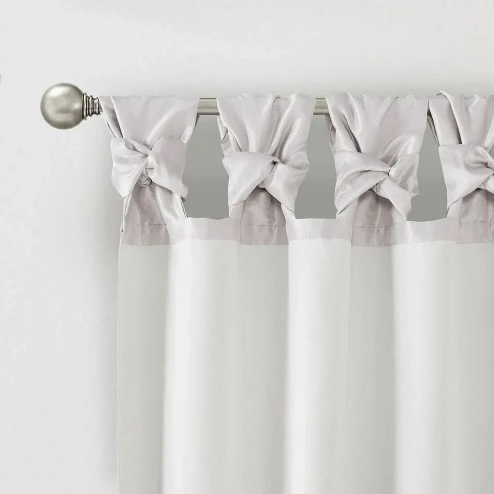 Window Curtain Panel Polyester Lined Twist Tab Silver 50x108 Living Room Media 11