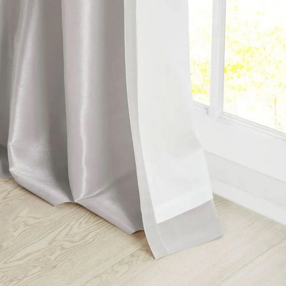 Window Curtain Panel Silver Polyester Lined Twisted Tab Top 50x120 Media 2