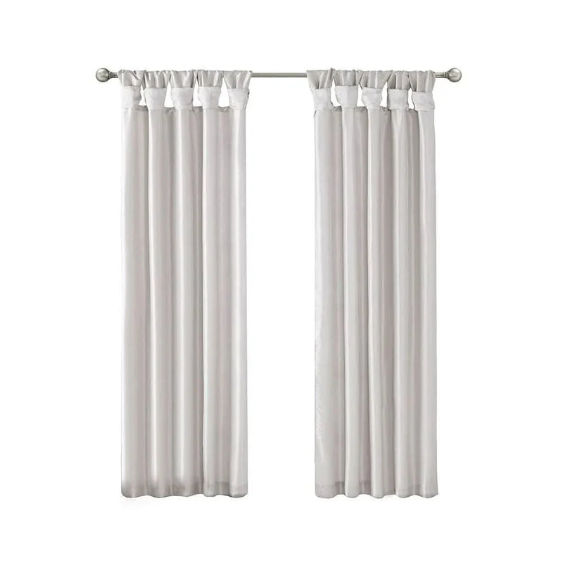 Window Curtain Panel Silver Polyester Lined Twisted Tab Top 50x120