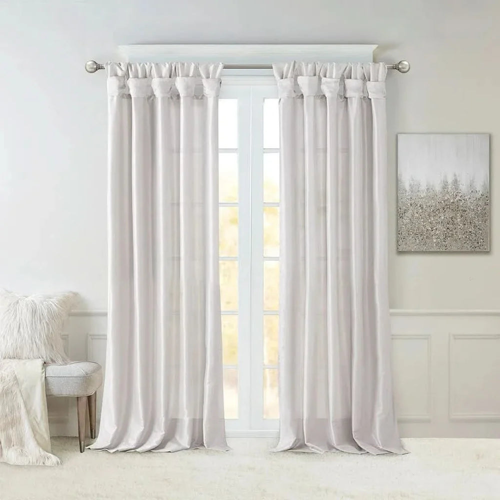 Window Curtain Panel Polyester Elegant Twist Tab Lined 50x84 Inch Media 15