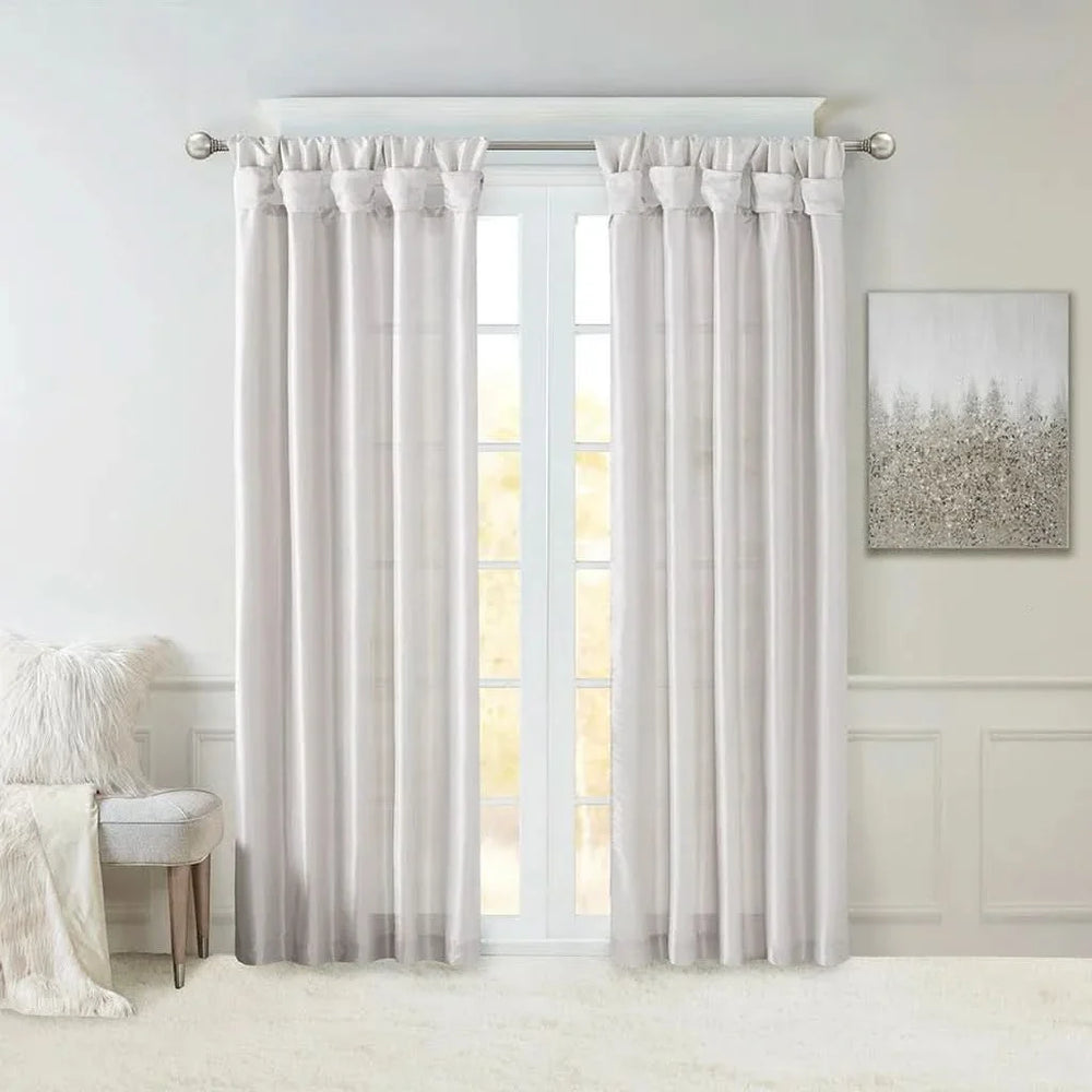 Window Curtain Panel Lined Polyester Silver Twist Tab 50x95 Inches Media 3