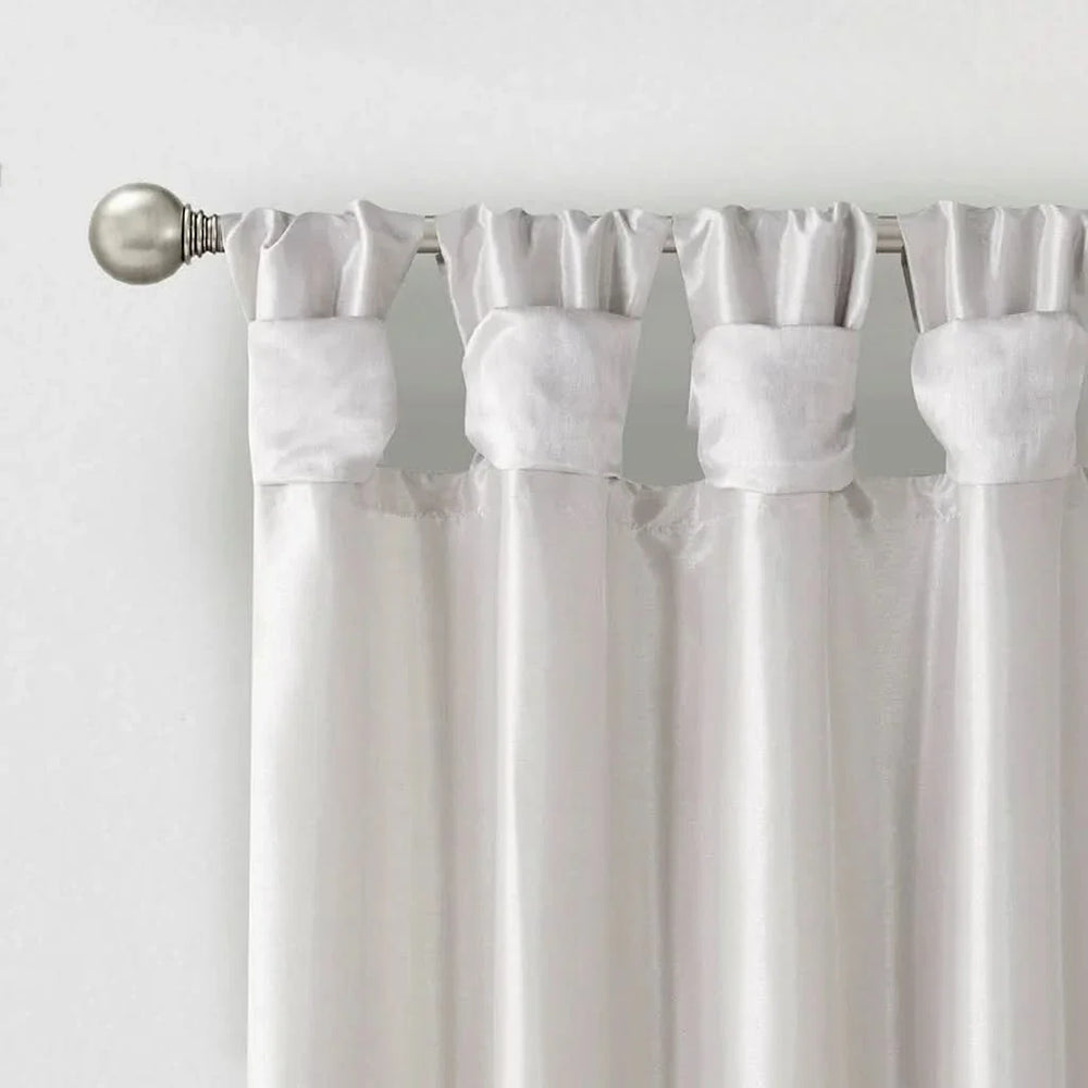 Window Curtain Panel Lined Polyester Silver Twist Tab 50x95 Inches Media 15