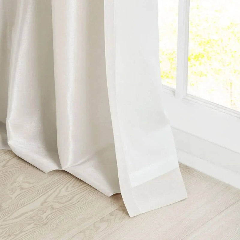 Window Curtain Panel White Polyester Lined Fifty By Eighty Four Inches