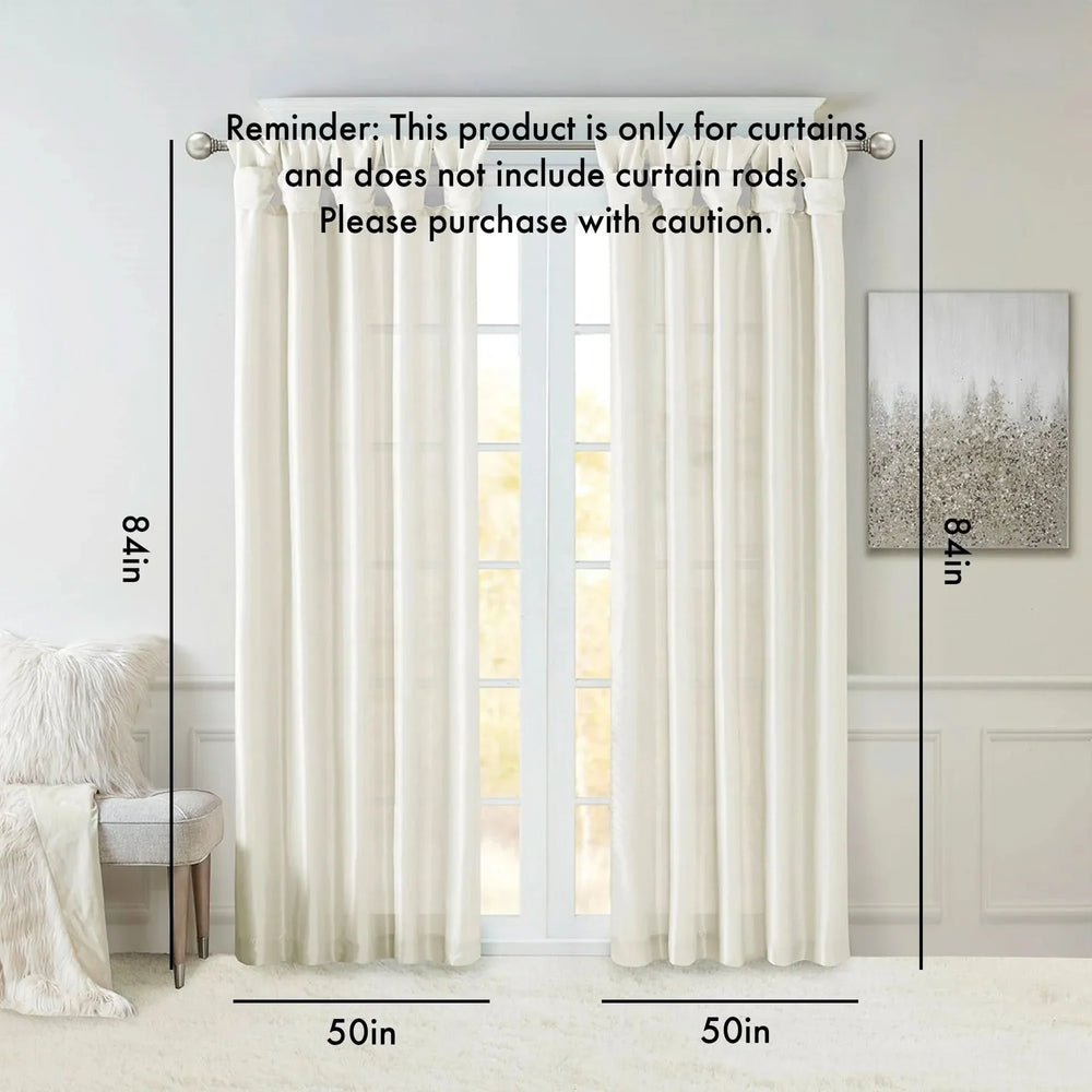 Window Curtain Panel White Polyester Lined Fifty By Eighty Four Inches Media 4