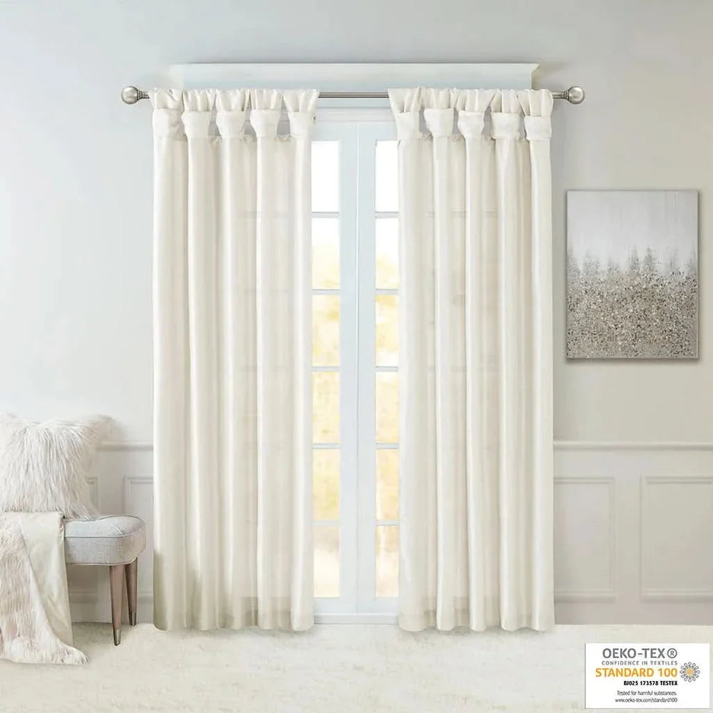 Window Curtain Panel White Polyester Lined Fifty By Eighty Four Inches Media 9