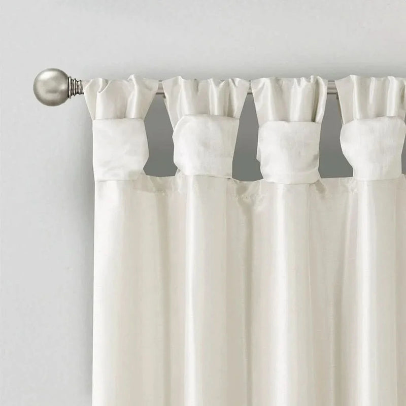 Window Curtain Panel White Polyester Lined Fifty By Eighty Four Inches