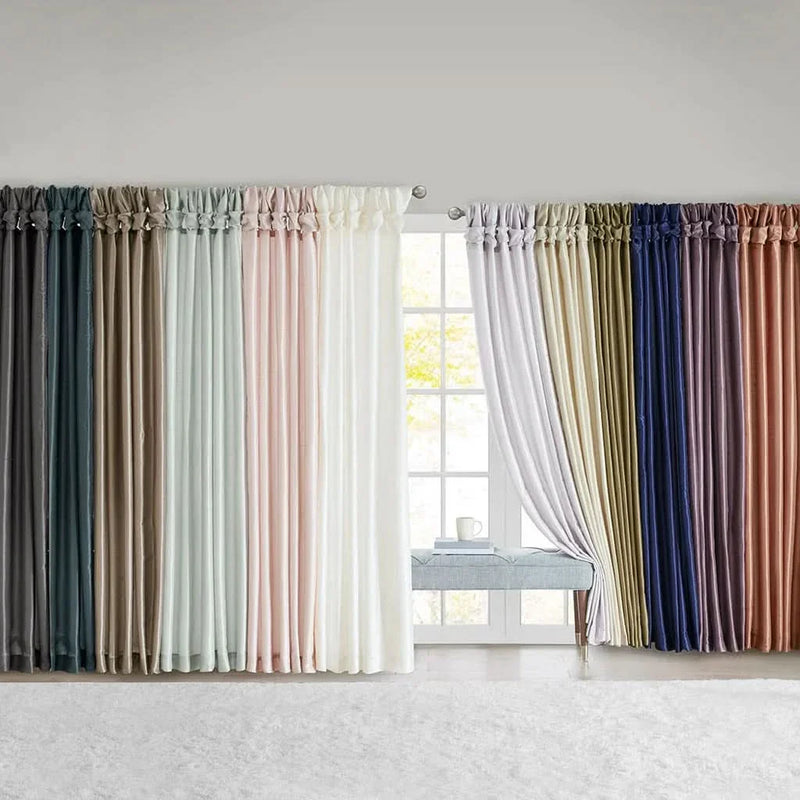 Window Curtain Panel White Polyester Lined Fifty By Eighty Four Inches
