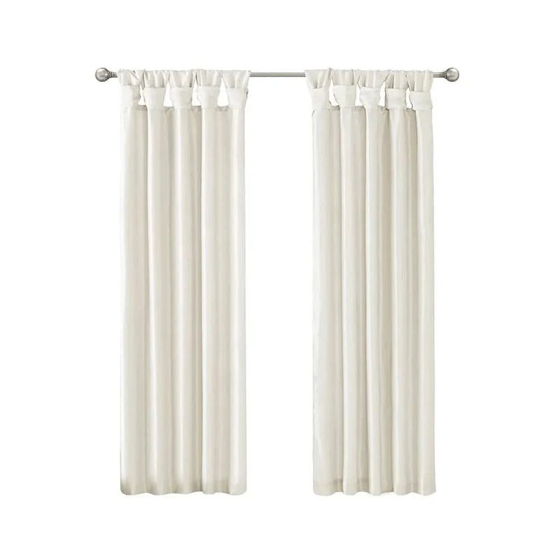 Window Curtain Panel White Polyester Lined Fifty By Eighty Four Inches