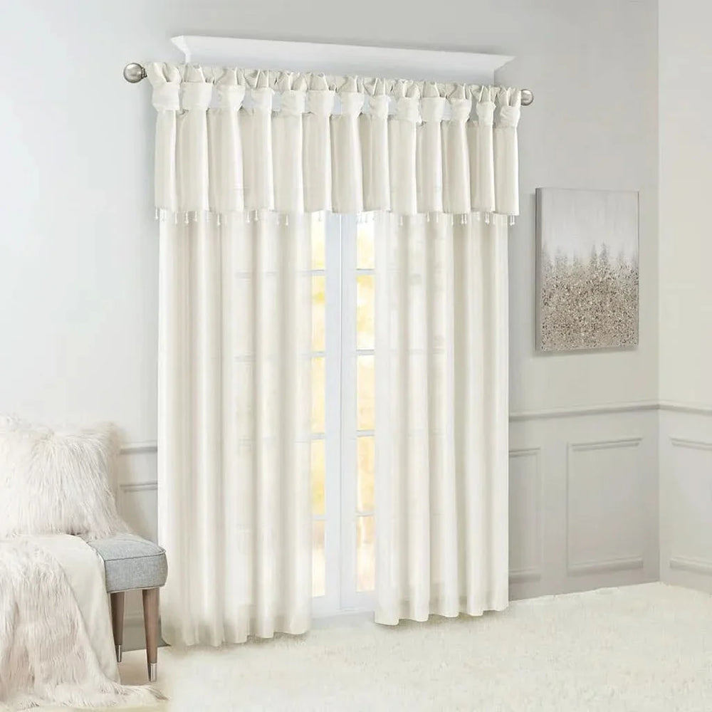 Window Curtain Panel White Polyester Lined Fifty By Eighty Four Inches Media 11