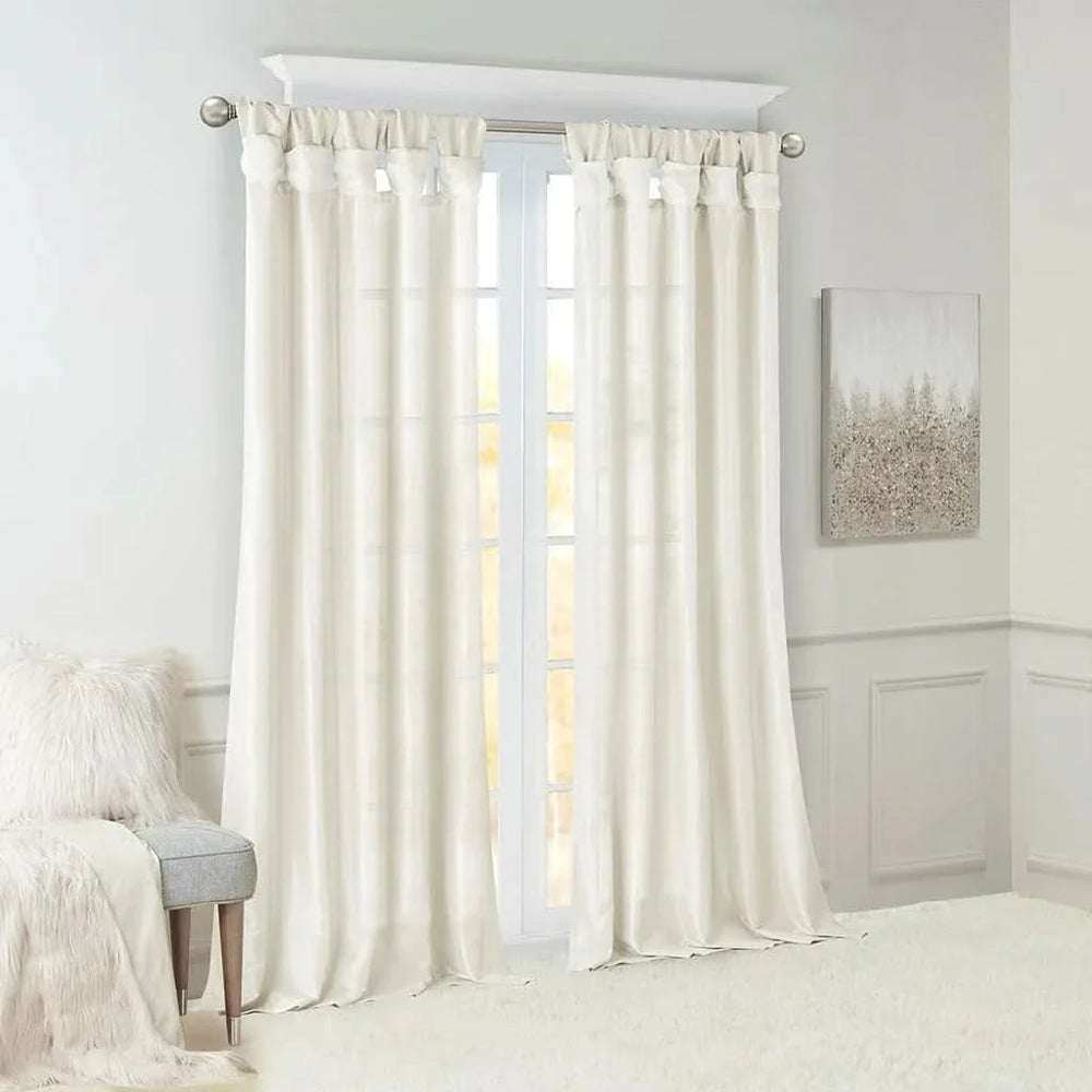 Window Curtain Panel Lined Polyester & Twist Tab Top White 50x95 Inches Media 3