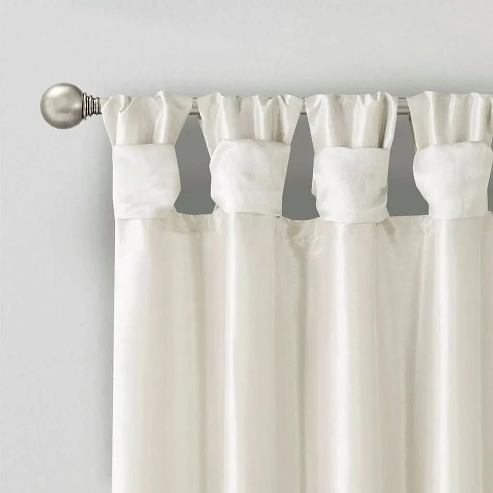 Window Curtain Panel Lined Polyester & Twist Tab Top White 50x95 Inches Media 4