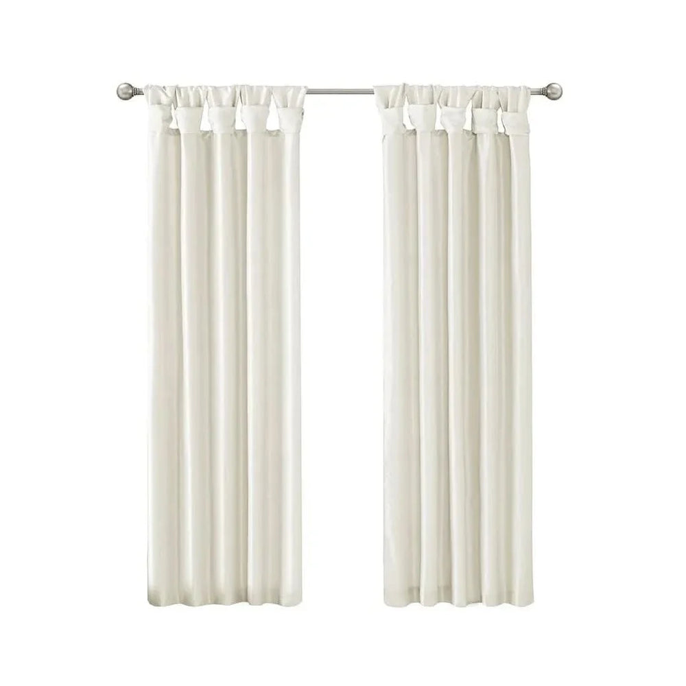 Window Curtain Panel Lined Polyester & Twist Tab Top White 50x95 Inches Media 8