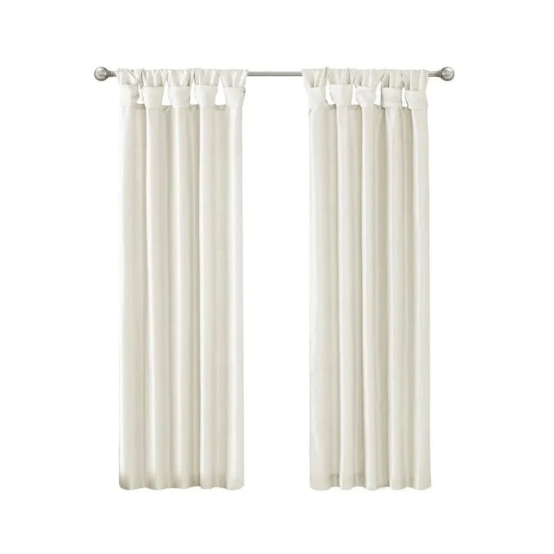 Window Curtain Panel Lined Polyester & Twist Tab Top White 50x95 Inches