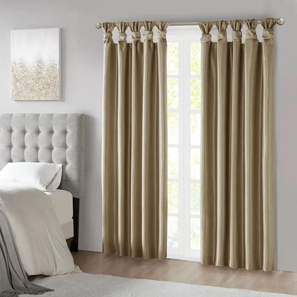 Blackout Window Curtain Polyester Twist Tab Bronze 50x95 Inches Panel Media 7