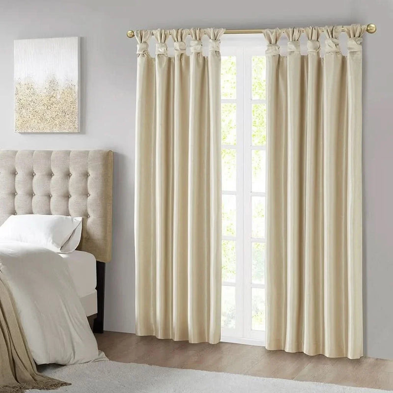 Blackout Curtain Polyester Twist Tab Champagne 50x84 Inches Room Darkening