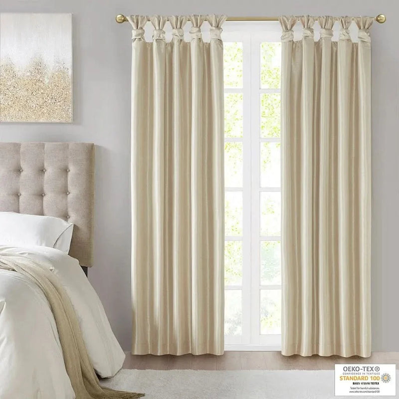 Blackout Curtain Polyester Twist Tab Champagne 50x84 Inches Room Darkening