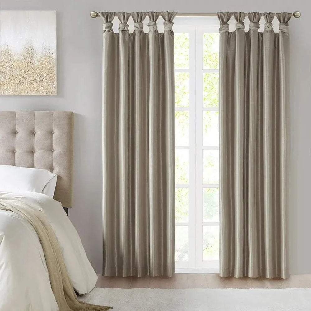 Total Blackout Window Curtain Polyester Twist Tab Pewter 50x84 Panel Media 11