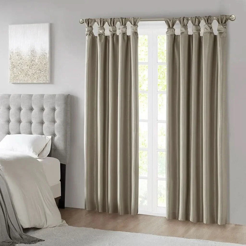 Total Blackout Window Curtain Polyester Twist Tab Pewter 50x84 Panel