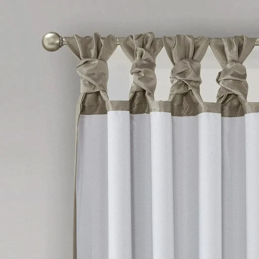 Blackout Window Curtain Polyester Twist Tab Top Pewter 50x95 Light Blocking Media 13