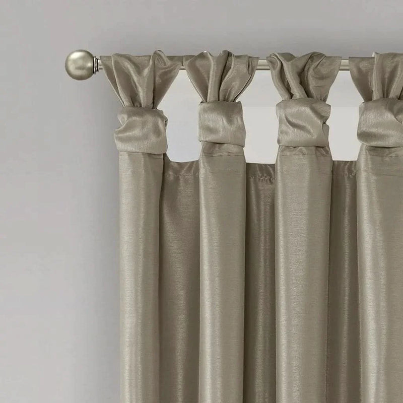 Blackout Window Curtain Polyester Twist Tab Top Pewter 50x95 Light Blocking