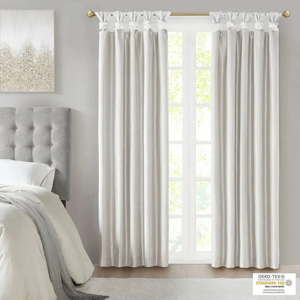 Blackout Curtain Panel Polyester Twist Tab Total Blackout Window Treatment Media 4