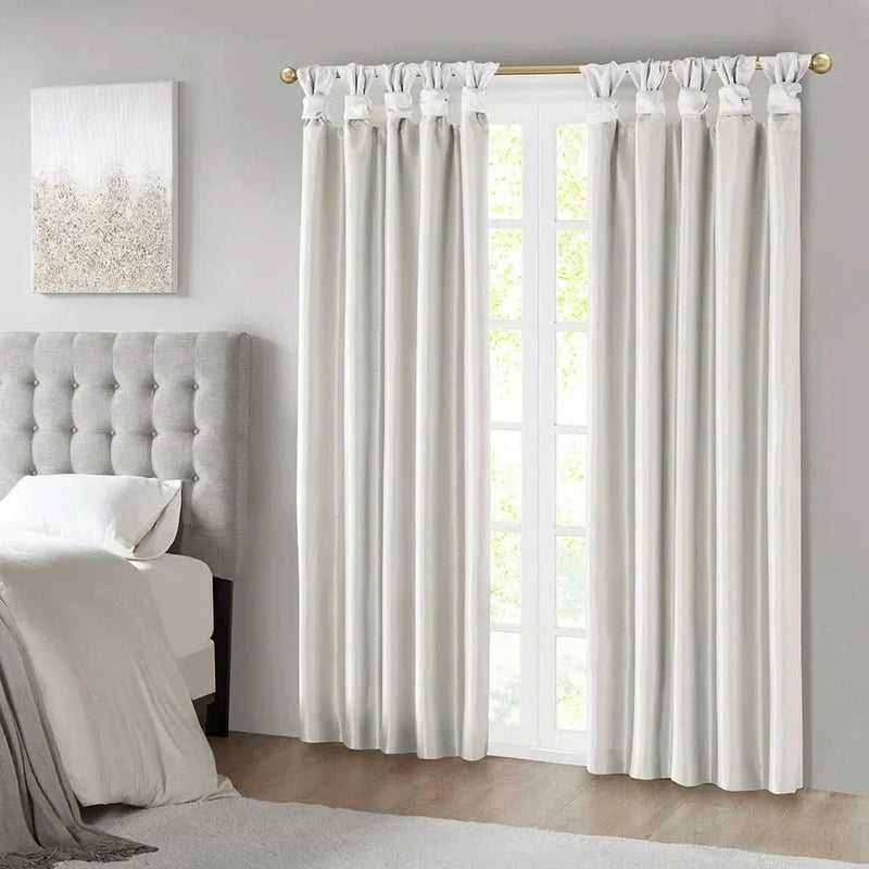 Blackout Curtain Polyester White Twist Tab Panel 50x95 Inches Room Darkening